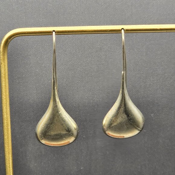 VTG Sterling Silver 925 Puffy Teardrop Dangle Earrings 1.5" Pillow Style 3.95g - Picture 5 of 5
